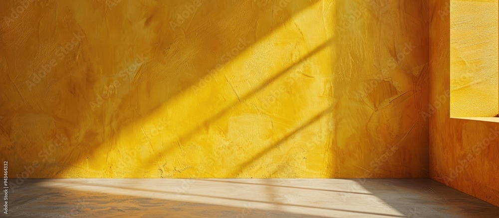 Aufkleber yellow background wall with shadowed studio backdrop showcases products providing a perfect copy spa