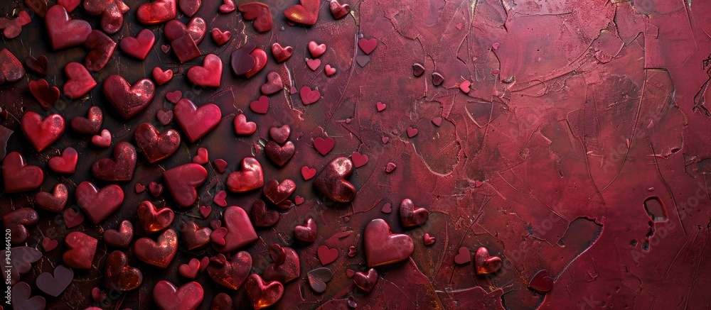 Aufkleber Valentine s Day themed background with a red heart pattern for a greeting card with space for additional text or images in the design