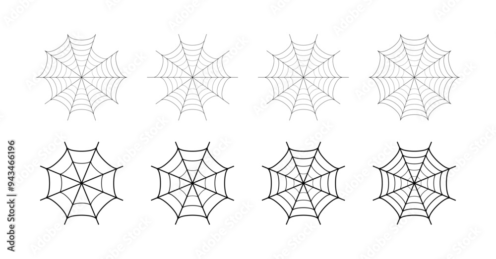 Wall mural spider web icon set in different shape. outline set of spider vector icons isolated set. spider web 