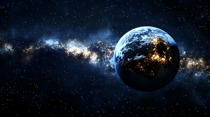 Fototapeta premium A beautiful view of Earth from space with the Milky Way galaxy in the background.
