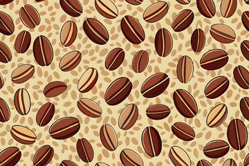 Obraz premium Coffee Beans Seamless Pattern Background Design Art Colorful Variety