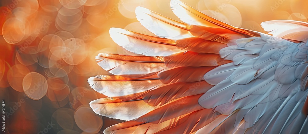 Poster Stunning view of a beautiful bird s wing with a captivating background providing ample copy space image