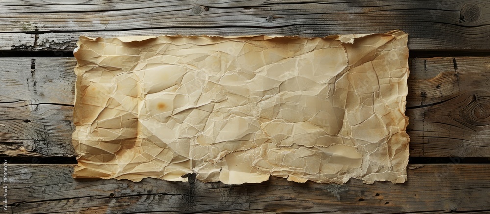 Poster Old paper background on weathered wood with copy space image