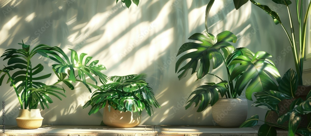 Aufkleber a tranquil indoor setting featuring green plants with empty copy space image