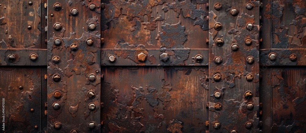Poster industrial background of weathered brown iron with a rusty cast appearance providing room for a copy