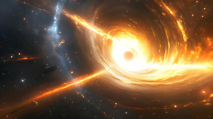 A blazing cosmic vortex in a star-filled galaxy.