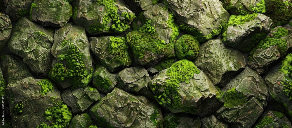 Aufkleber moss covered rocks in a background texture image with copy space
