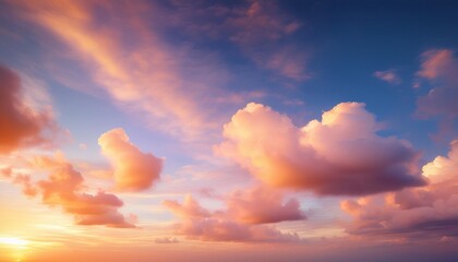 Fototapeta premium sky at sunset sky at sunrise clouds orange clouds cirrus clouds cumulus clouds sky gradient sky background at dusk twilight pink sky pink clouds sun environment background