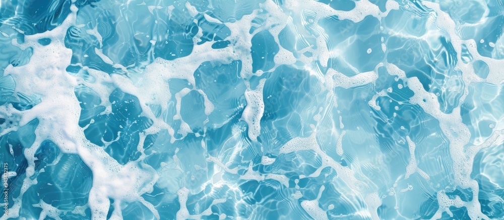 Poster background of pool water in shades of blue and white with copy space image