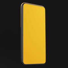Close-up of clean smartphone mockup on black background. 3d rendering illustration.