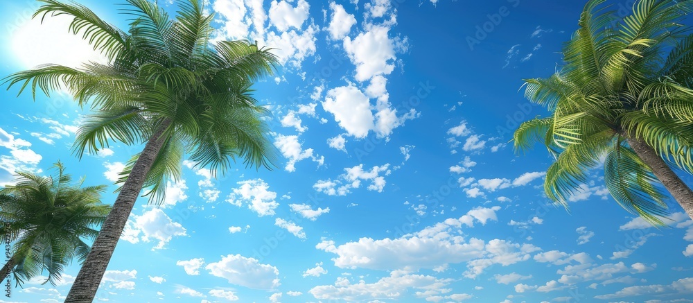 Poster perfect palm trees set against a beautiful blue sky with a copy space image