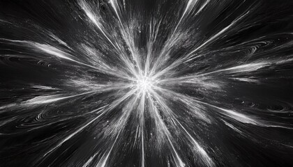 Obraz premium super nova in monochrome an abstract fractal image with an exploding star design in black an grey