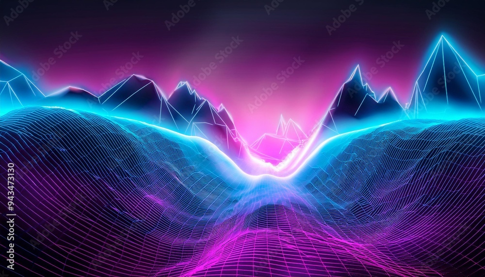 Canvas Prints landscape vapor wave synth background ai generative