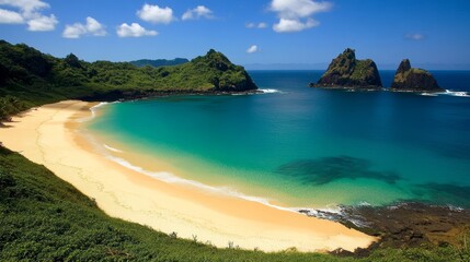 Fototapeta premium Sancho Beach, on Fernando de Noronha Island, Brazil, has been voted the world's most beautiful beach four times.