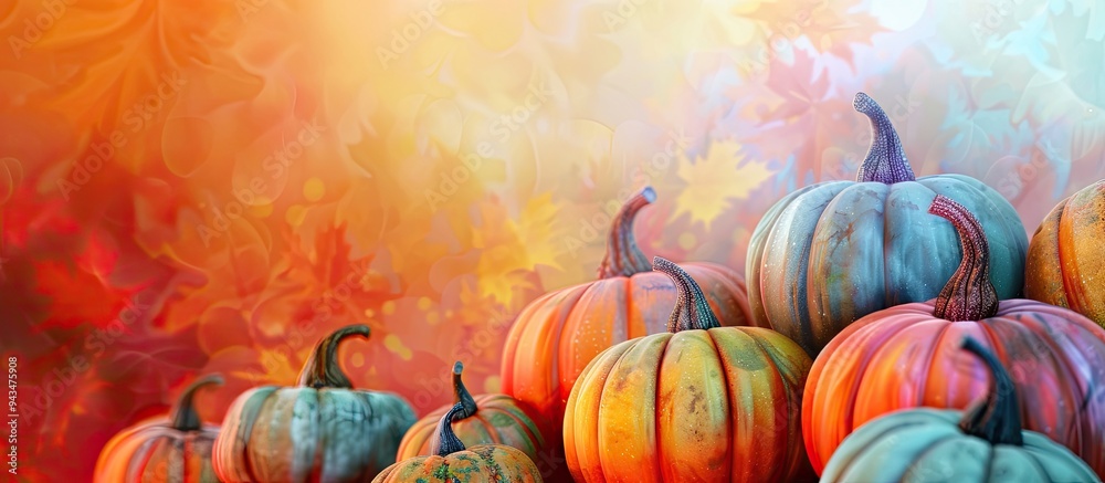 Canvas Prints Pumpkins displayed with vibrant colors providing a cheerful backdrop for copy space image