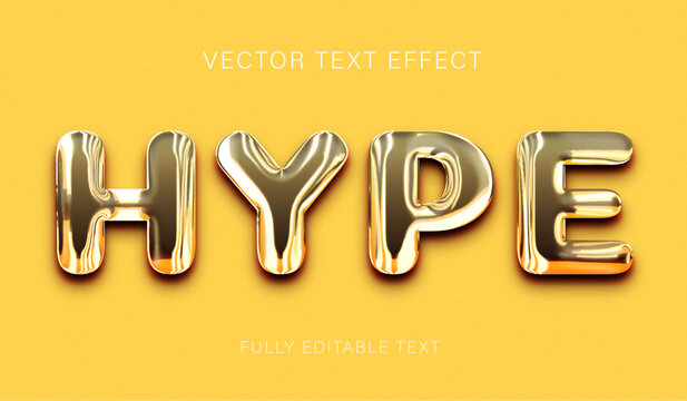 Golden hype text effect with shiny yellow gold main concept. Fully editable font and text style effect.