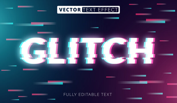 Screen glitch text effect with red, green, and blue digital main concept. Fully editable font and text style effect.