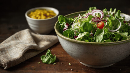 bowl of fresh spinach and salad