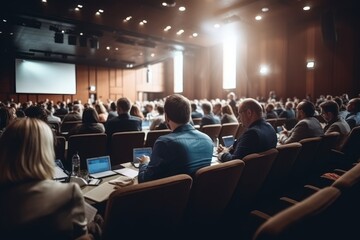 Business Conference with Attendees Watching a Presentation