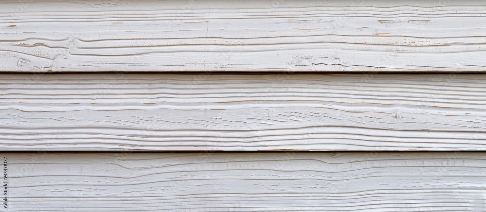 Poster close up image of white vinyl siding with a realistic wood grain texture ideal as a background or fr
