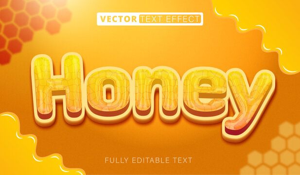 Sweet honey text effect with liquid honey and beeswax main concept. Fully editable font and text style effect.