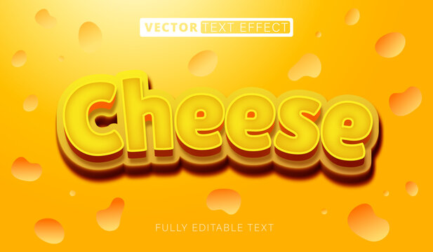 Yummy cheese text effect with yellow color main concept. Fully editable font and text style effect.