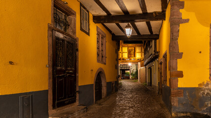A beautiful night alsacian architecture pic taken in Riquewihr in France on August 20th 2024