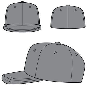 Set of fitted hat vector illustration. Caps mock up editable