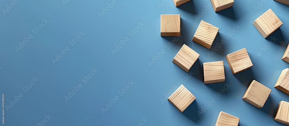Aufkleber Wooden blocks with a placebo effect message are displayed on a blue background serving as a symbolic concept with available copy space image