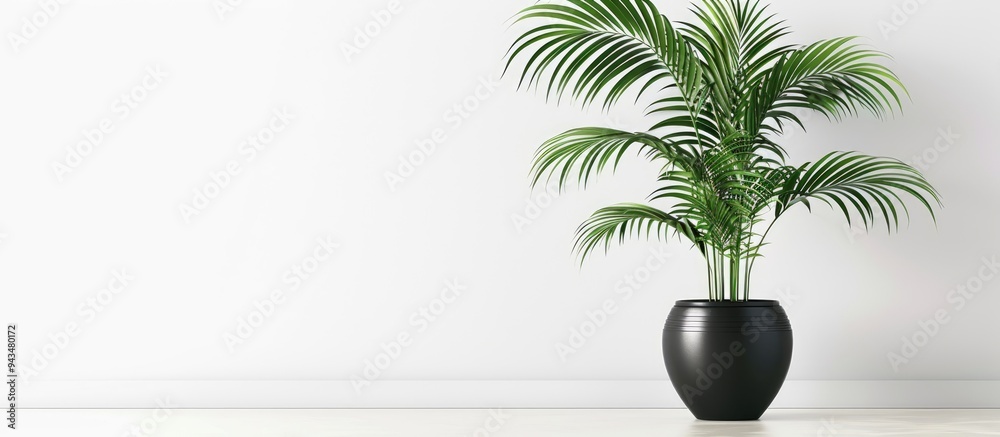 Poster indoor plant displayed with copy space image on a white backdrop