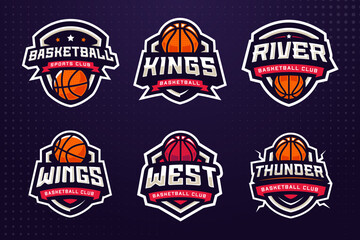 Basketball Sports Club Logo Template Bundle for Tournament or Sports Team