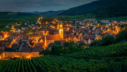 A beautiful night alsacian architecture pic taken in Riquewihr in France on August 20th 2024