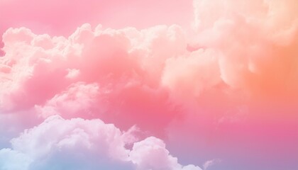beauty sweet pastel orange and pink colorful with fluffy clouds on sky multi color rainbow image abstract fantasy growing light