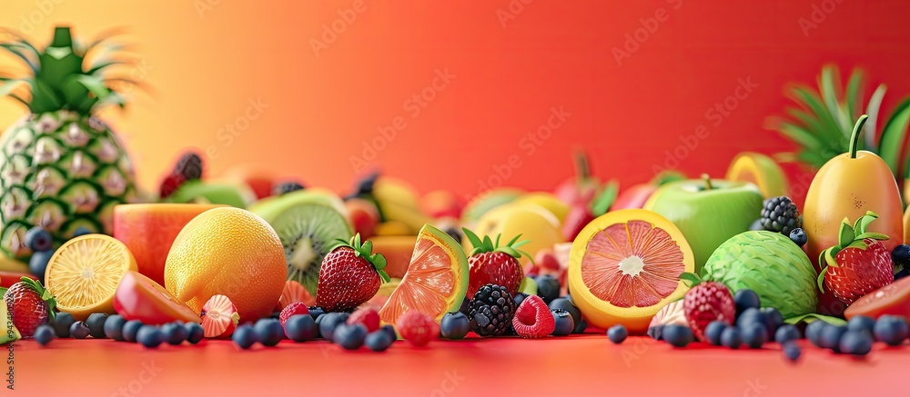 Leinwandbilder an array of organic fruits displayed with ample copy space for text or graphics