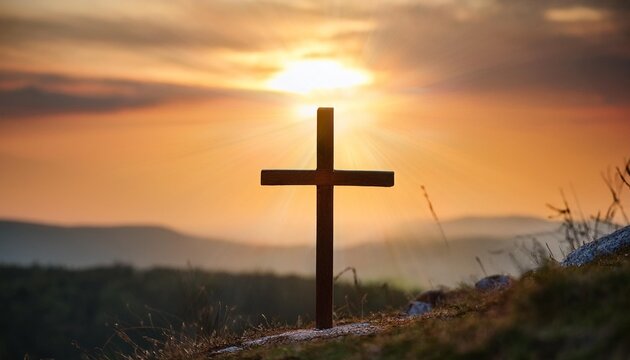 cross easter evening light resurrection radiance