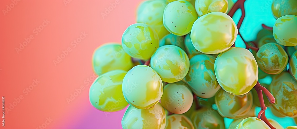 Aufkleber green grapes beautifully displayed on a colorful backdrop with plenty of copy space image