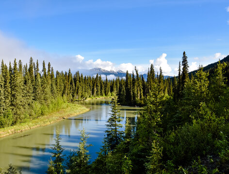 Winding river along  Stewart-Cassiar Highway, B.C.37, British Columbia, Canada