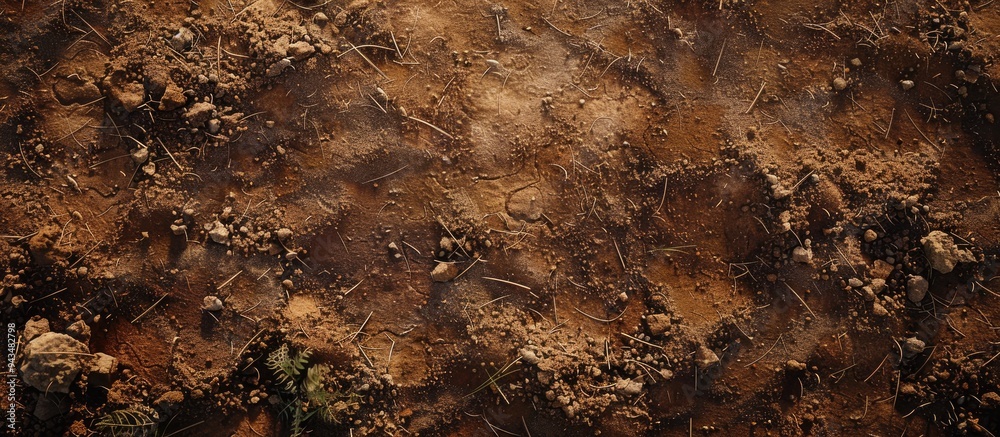 Poster aerial view of rich soil texture serves as a nature inspired background ideal for a copy space image