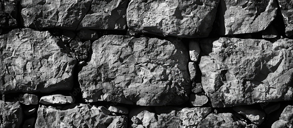 Aufkleber black and white grunge stonewall with copy space image showing weathered texture
