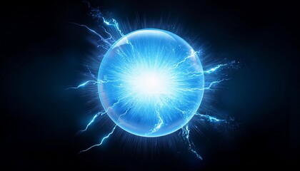 Obraz premium blue energy sphere plasma explosion generative ai