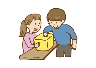 くじ引きをする子ども