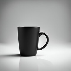 simple black cofee mug  placed on table against simple background