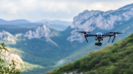 Fototapeta na wymiar Drone Flying Over Mountainous Landscape