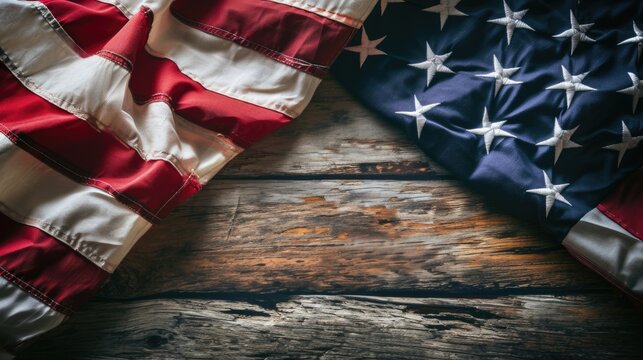 Memorial Day American Flag Background with Vintage Frame for Celebrate Text