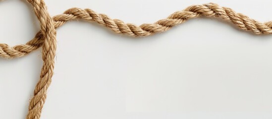 Copy space image of jute rope twisted on a white backdrop with a loop