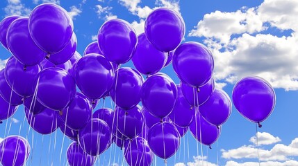 A multitude of purple balloons ascend into the clear sky during International Overdose Awareness Day event