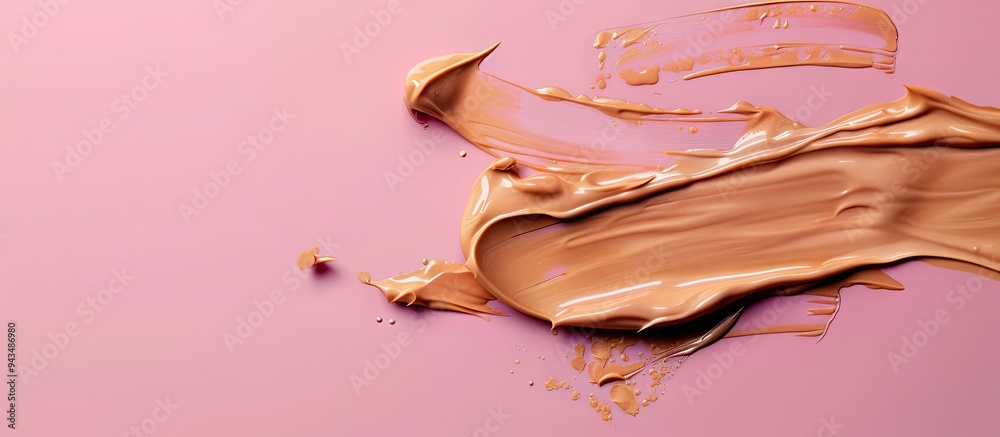 Aufkleber several foundation swatches showcasing different textures isolated on a pink background with room fo