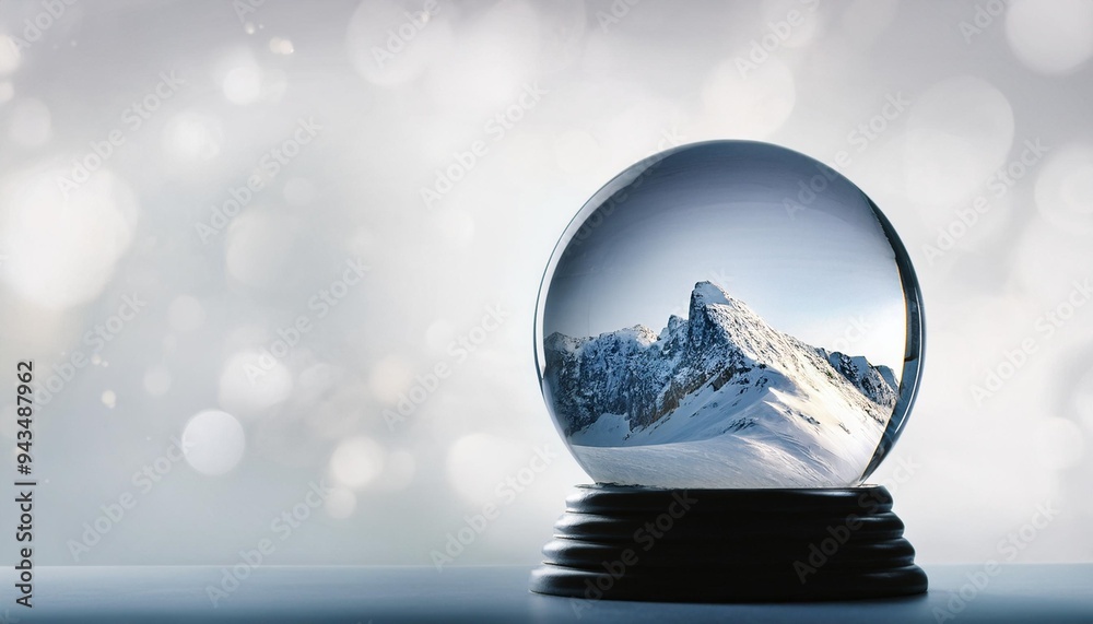 Sticker snow globe with mountain scene