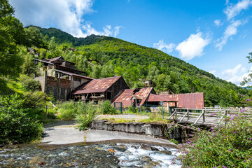 Old Bocard d'Eylie mine in Sentein - Dilapidated buildings in a mountainous Pyrenean setting