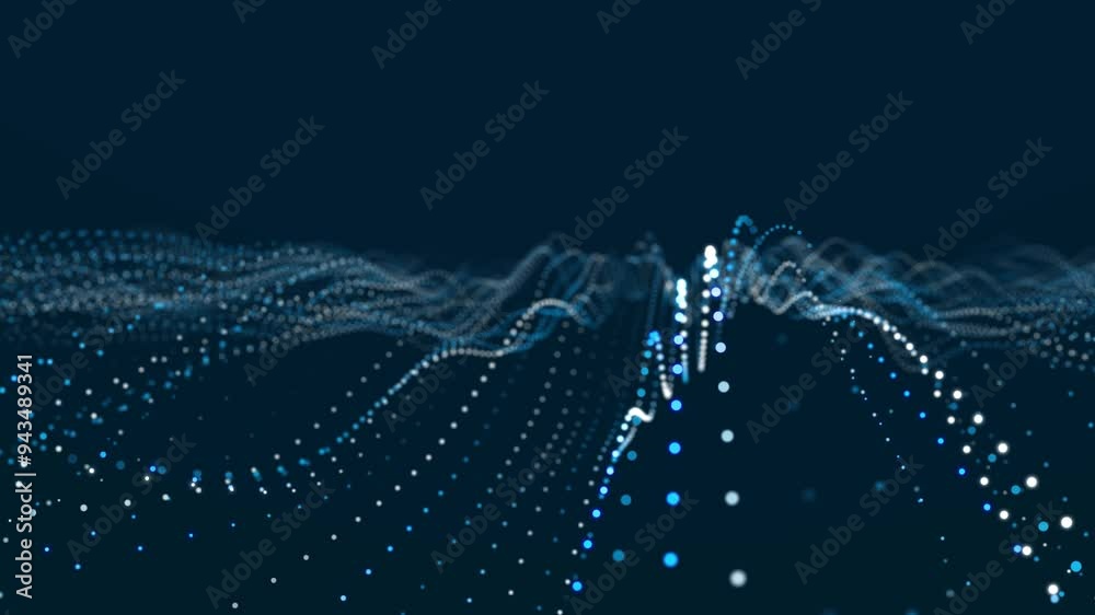 Aufkleber dynamic wave with many dots. abstract motion background of dots. technology or science. 3d rendering